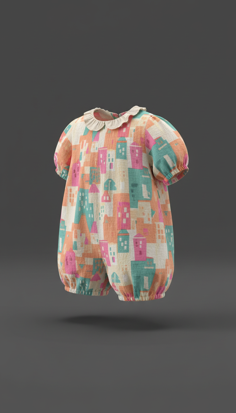 Melon Sorbet Cityscape Romper