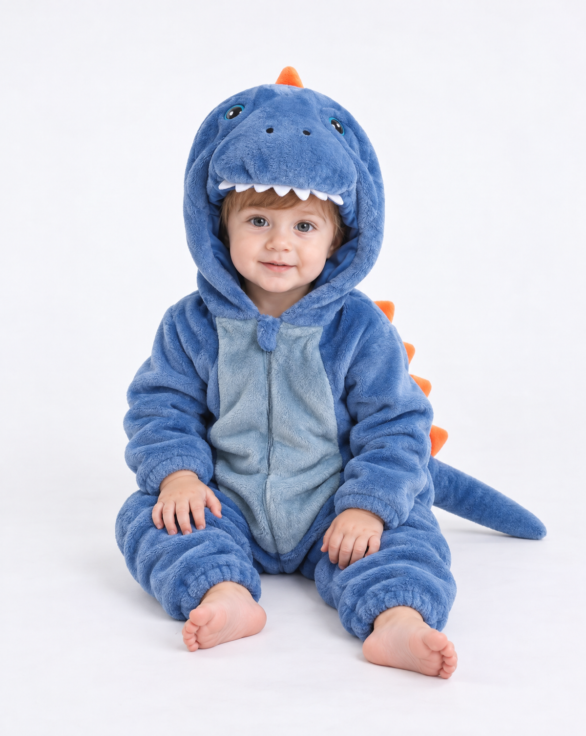 Little Blue Dino Plush Romper