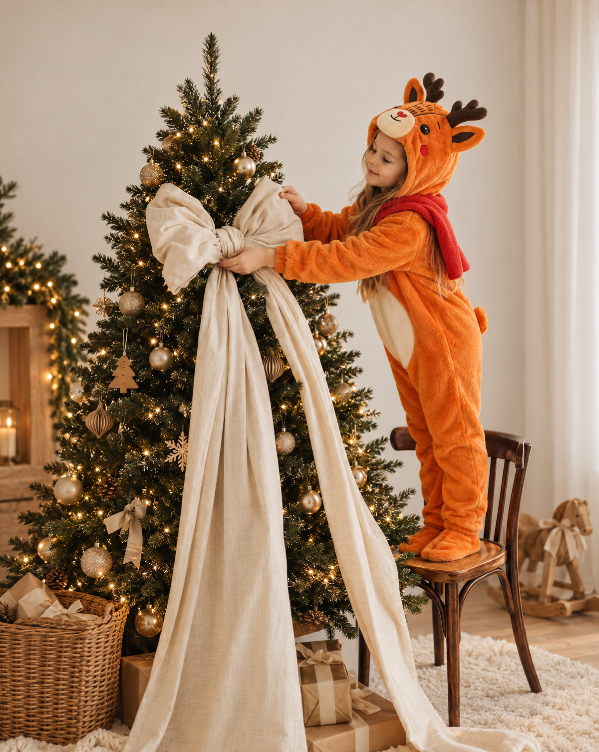 Little Reindeer Plush Romper with Scarf