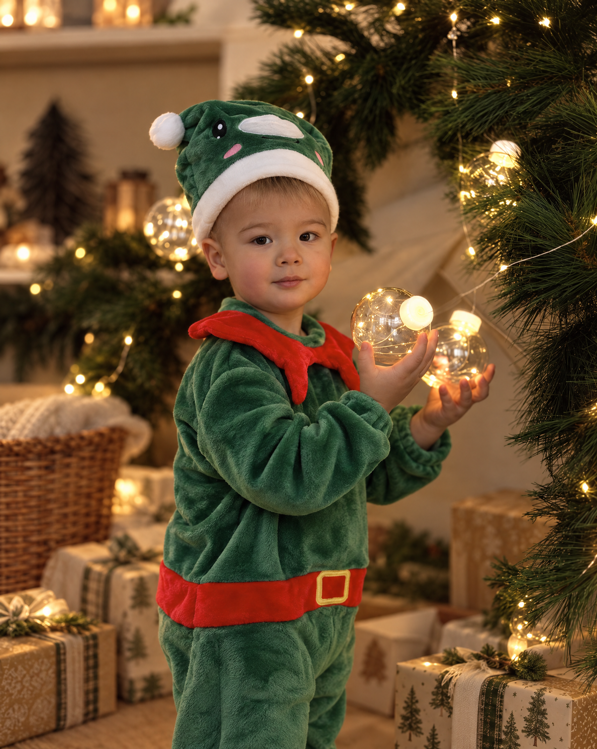 Little Green Elf Plush Romper