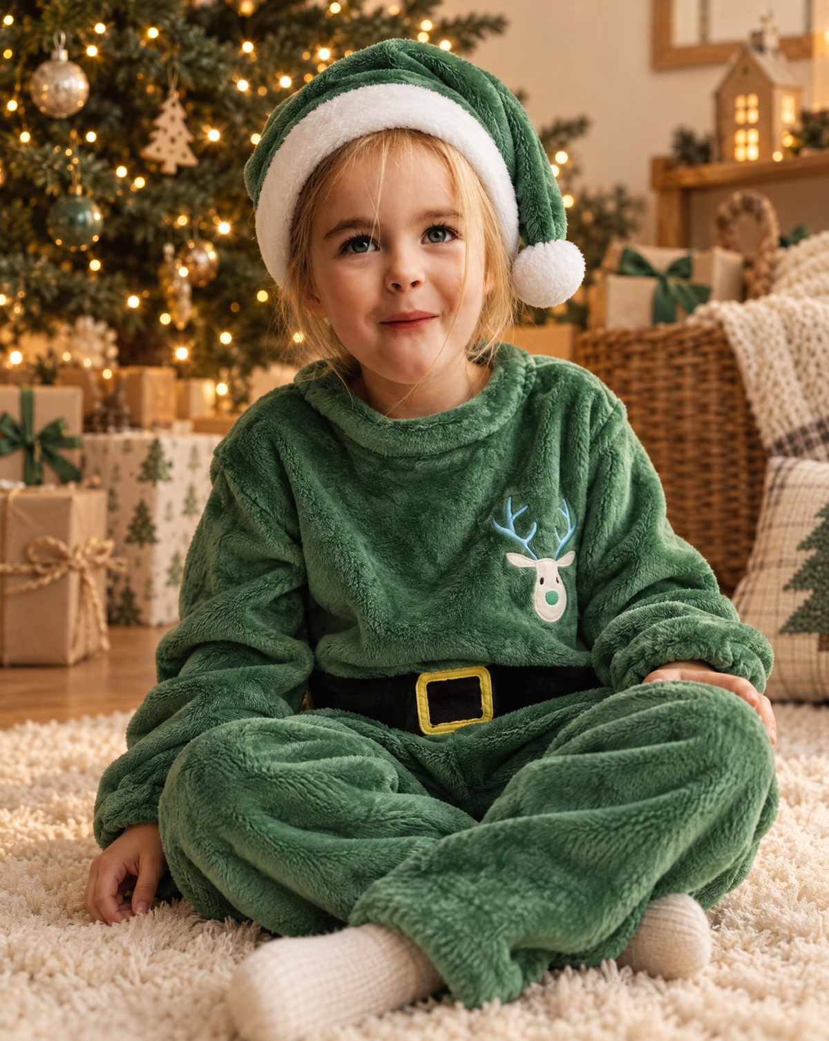 Little Green Santa Plush Romper
