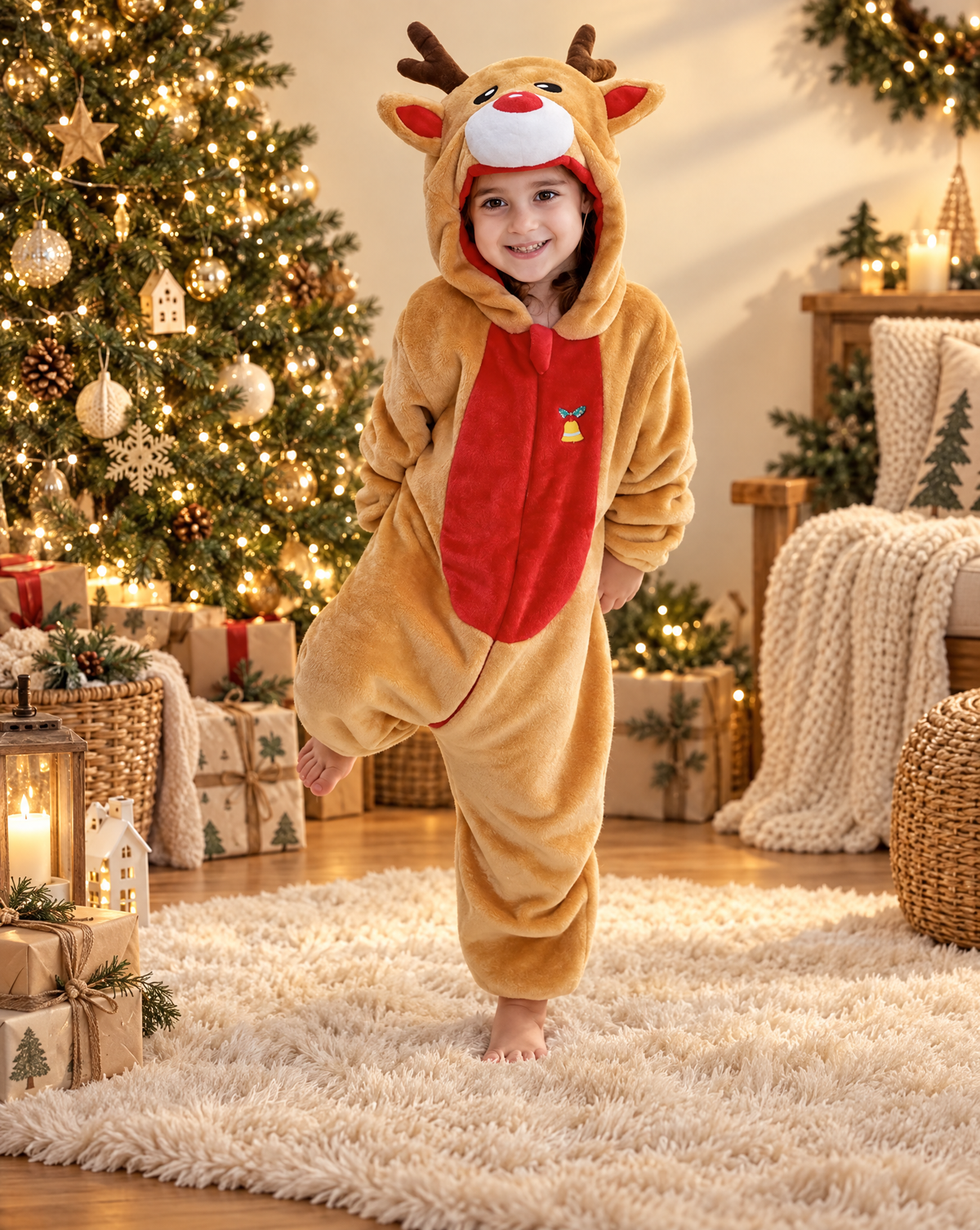 Classic Reindeer Plush Kids Romper