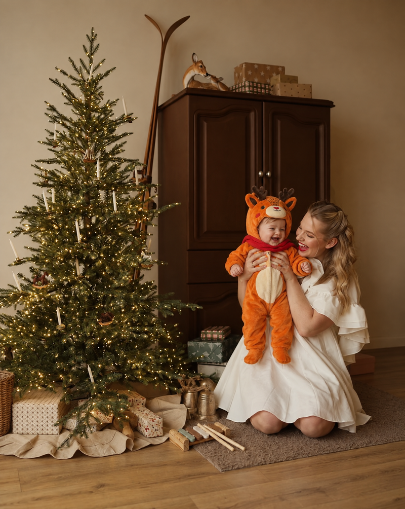 Little Reindeer Plush Romper with Scarf