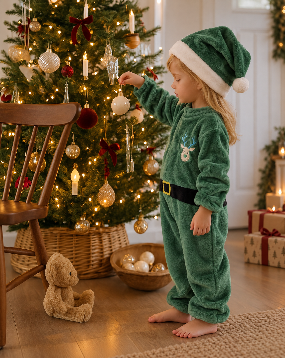 Little Green Santa Plush Romper