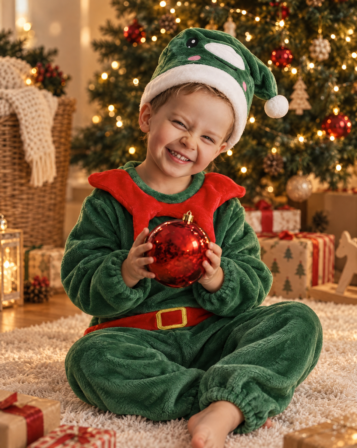 Little Green Elf Plush Romper