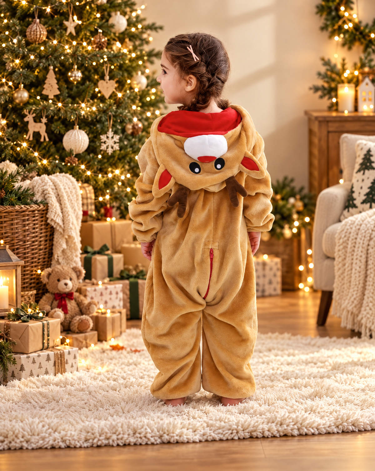 Classic Reindeer Plush Kids Romper