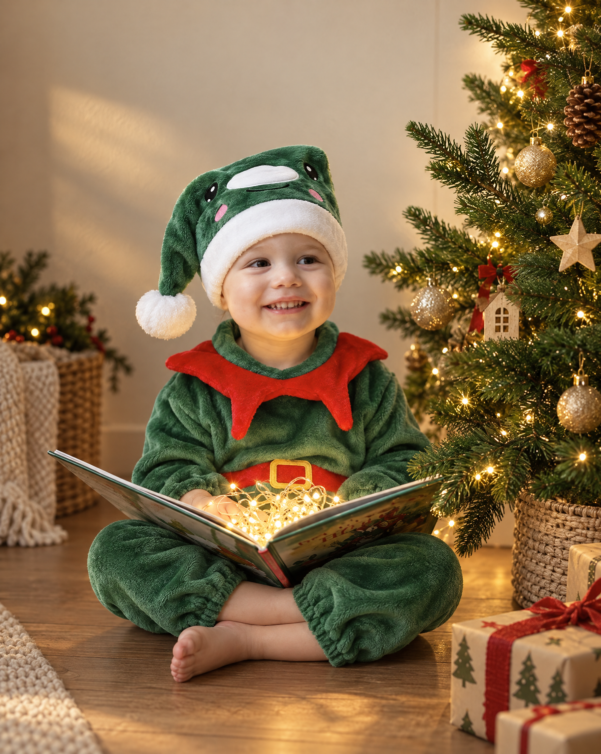 Little Green Elf Plush Romper