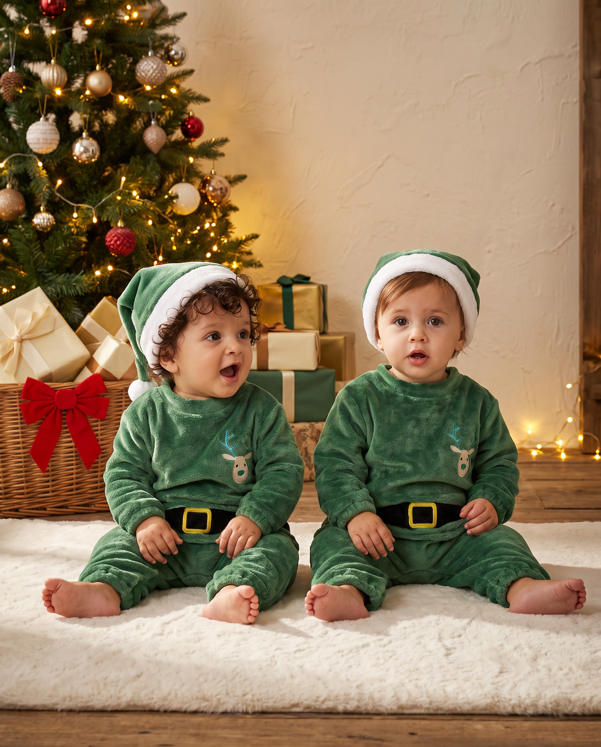Little Green Santa Plush Romper