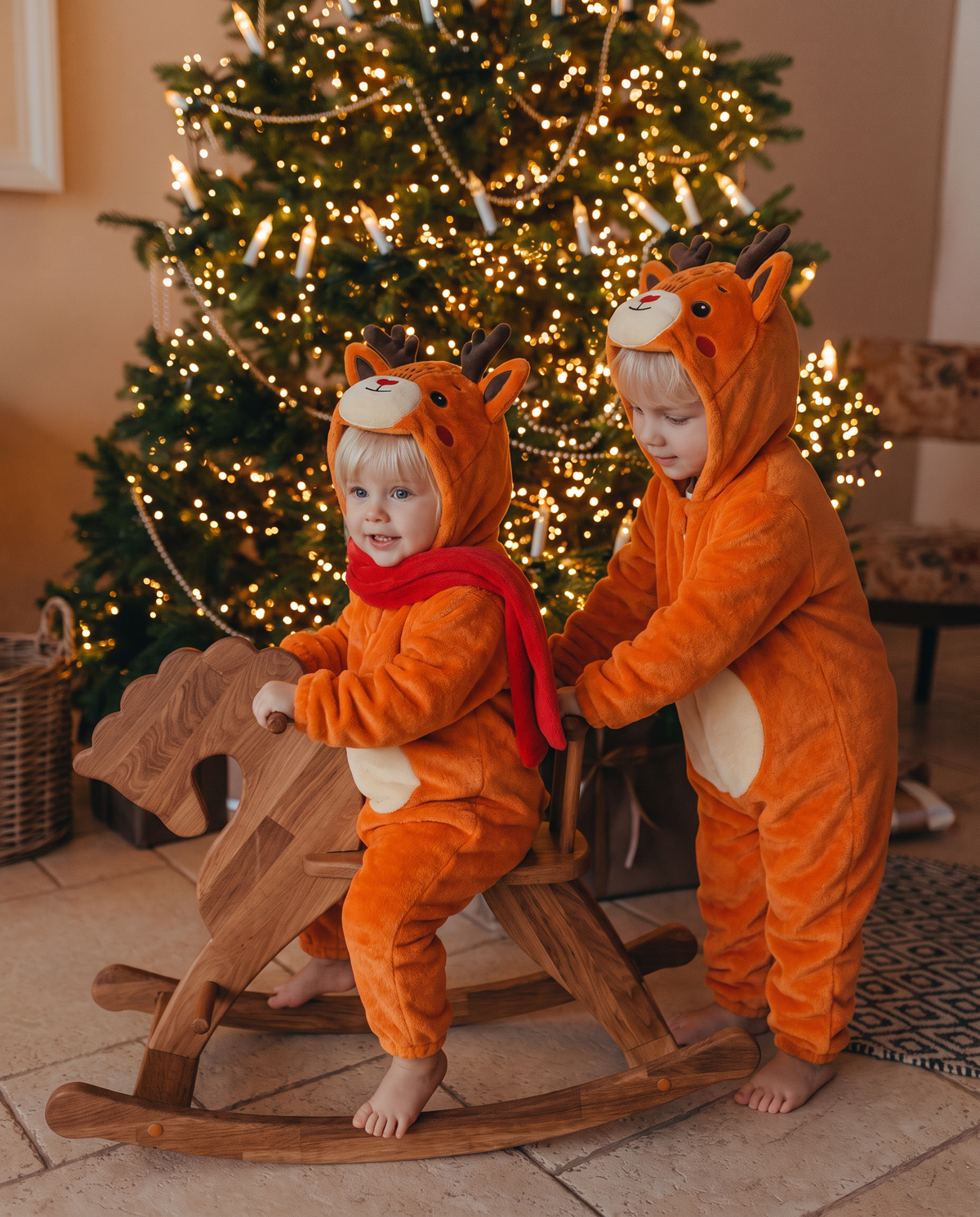 Little Reindeer Plush Romper with Scarf