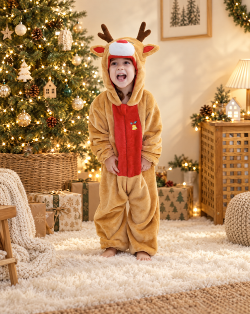 Classic Reindeer Plush Kids Romper