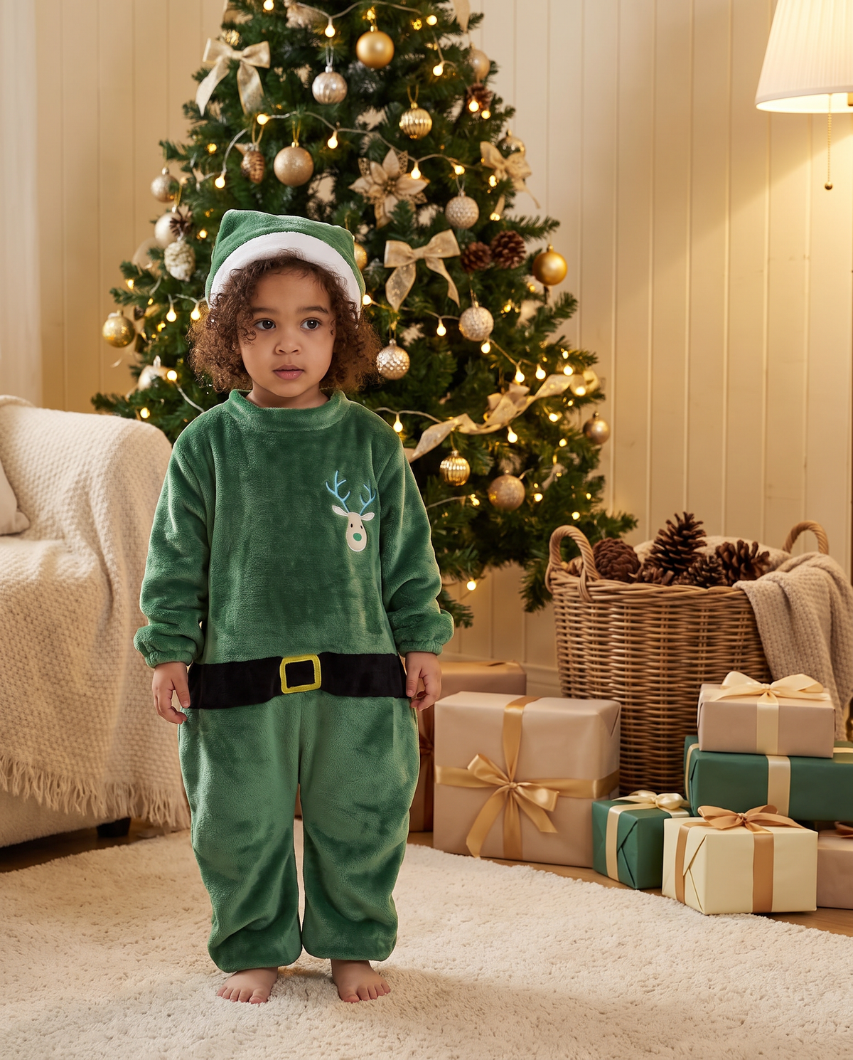 Little Green Santa Plush Romper