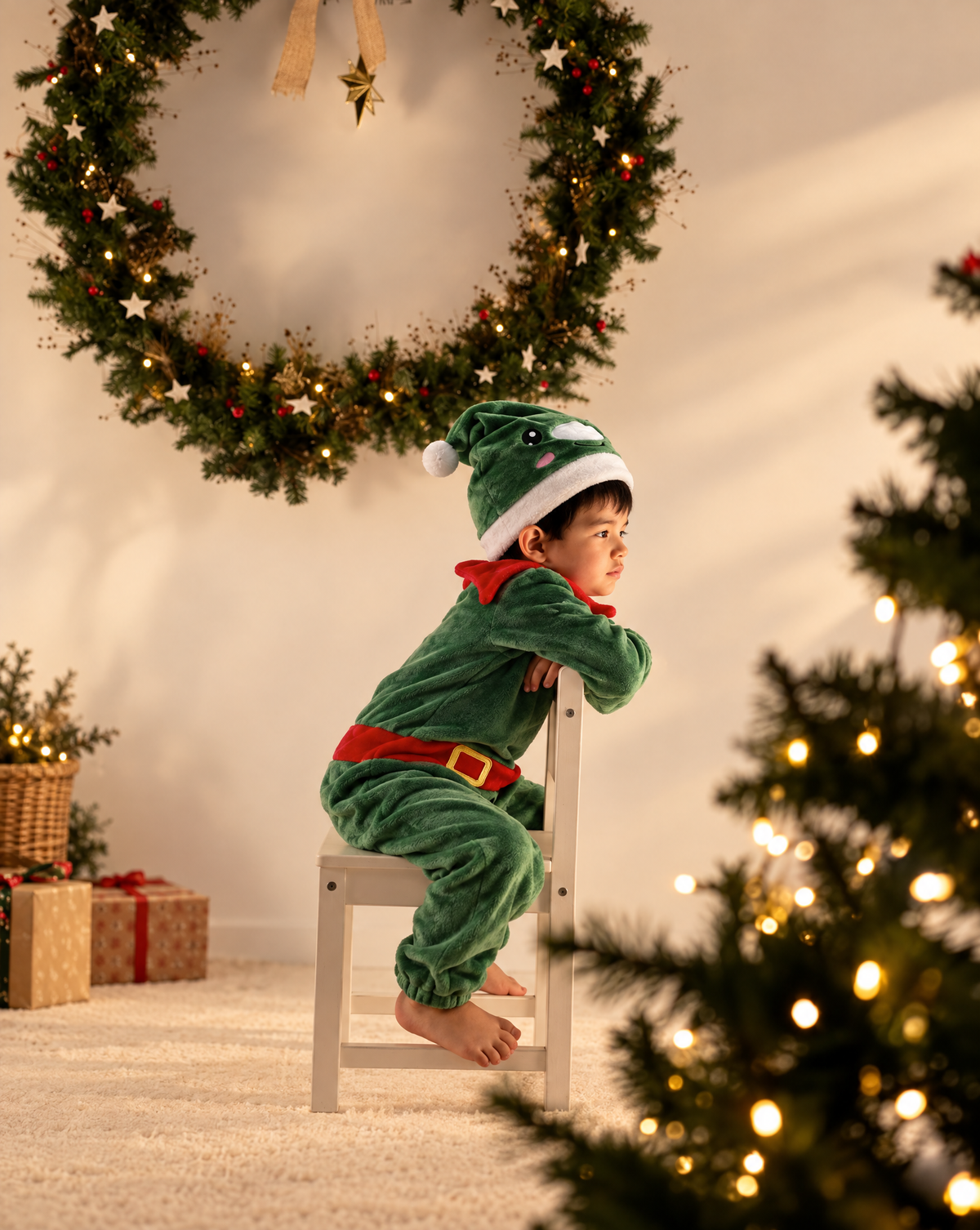 Little Green Elf Plush Romper