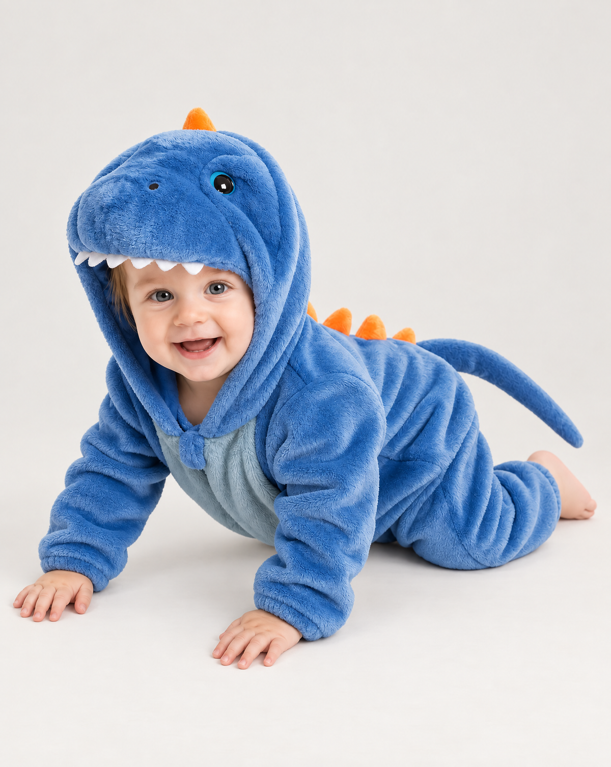 Little Blue Dino Plush Romper