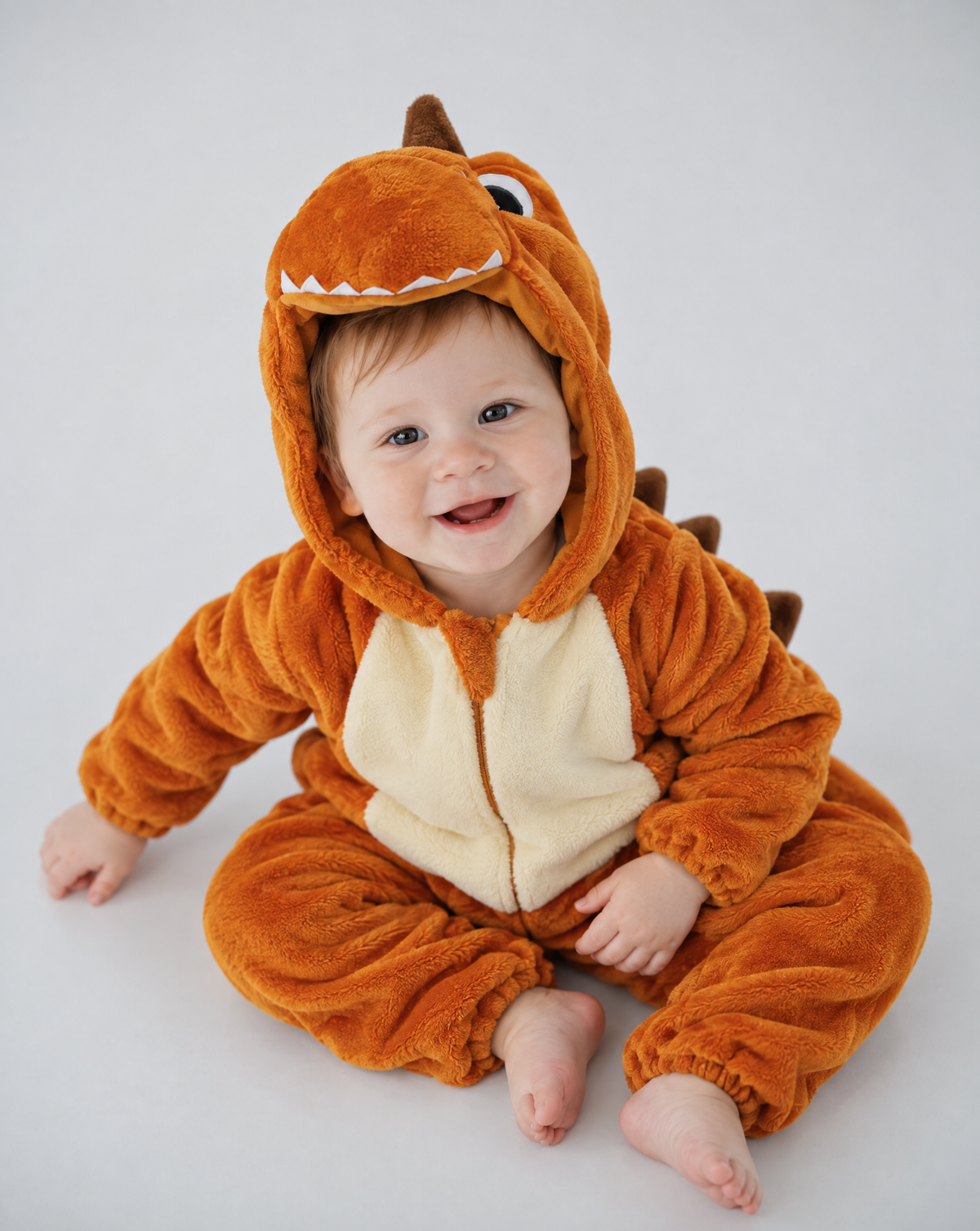 Little Gold Dino Plush Romper