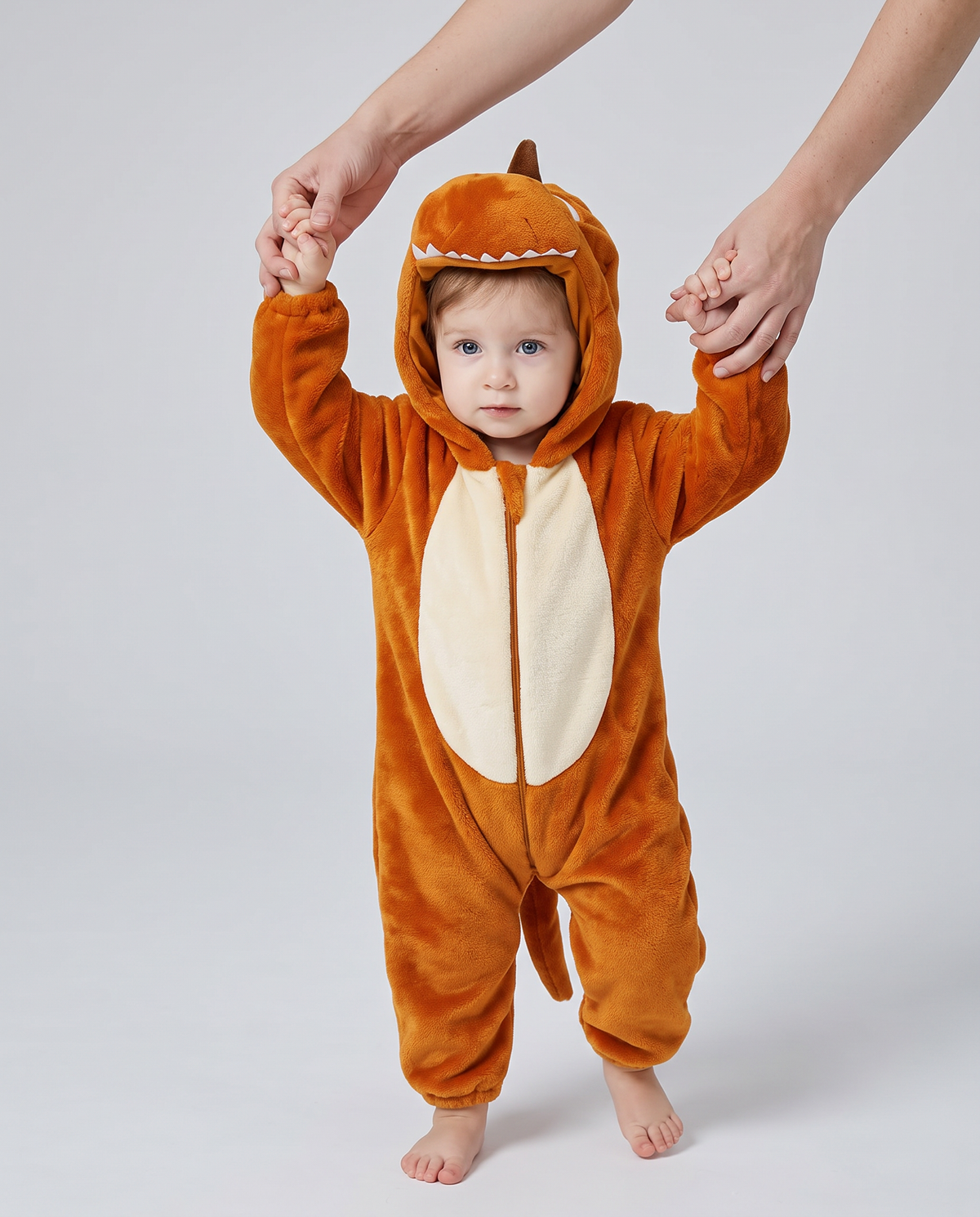 Little Gold Dino Plush Romper