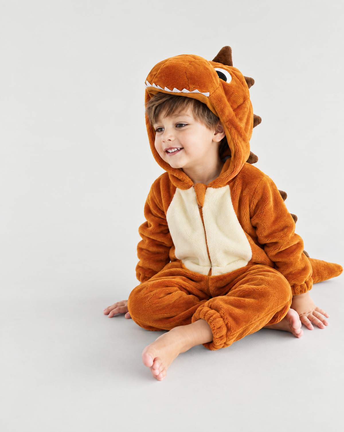 Little Gold Dino Plush Romper