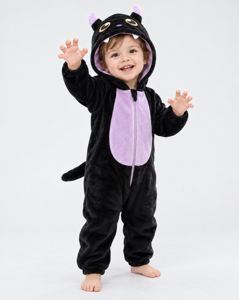 Little Black Dragon Plush Romper