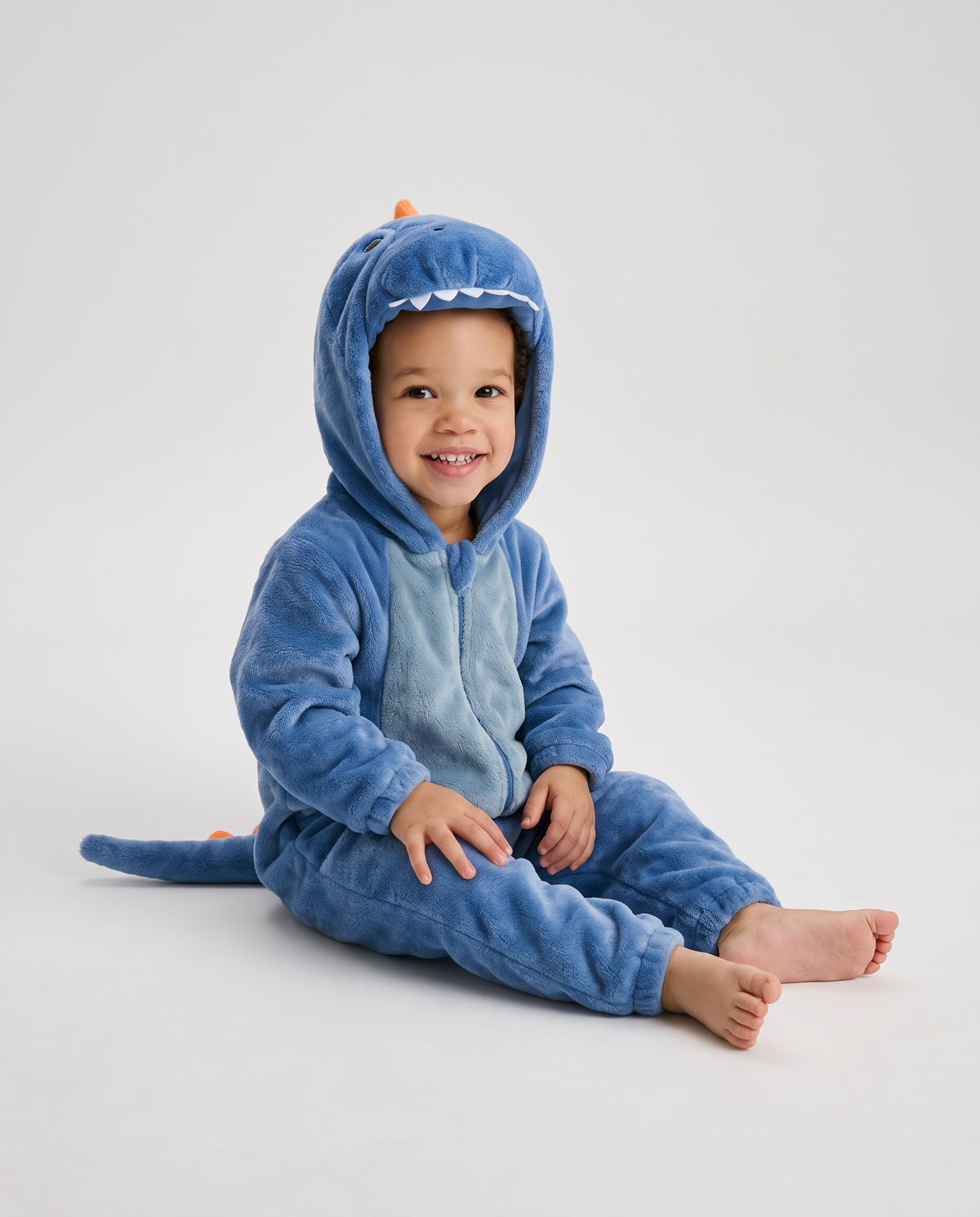 Little Blue Dino Plush Romper