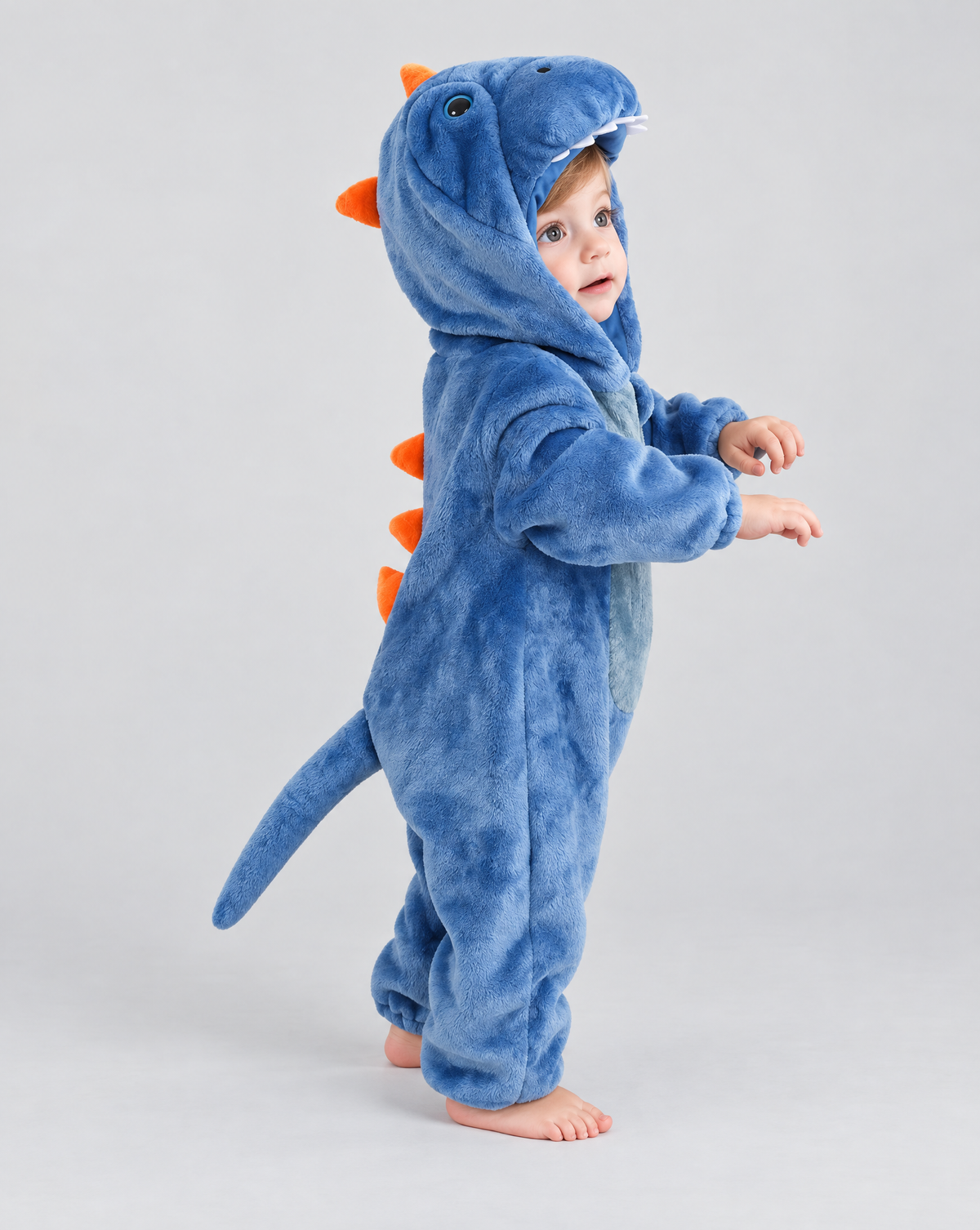 Little Blue Dino Plush Romper