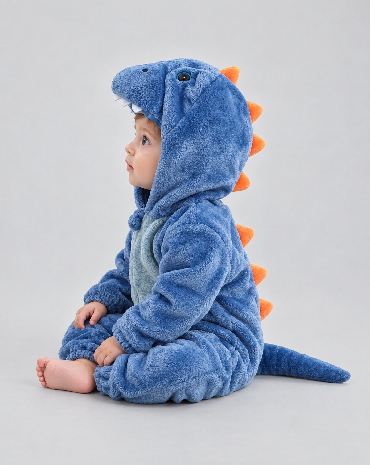 Little Blue Dino Plush Romper