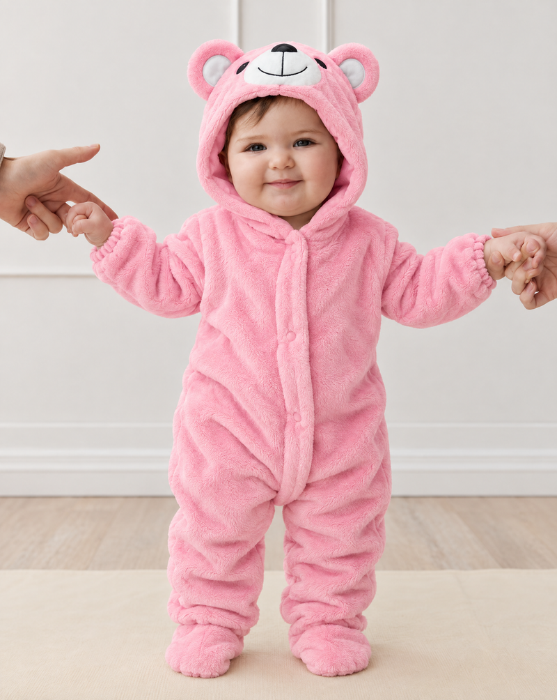 Little Pink Bear Plush Romper